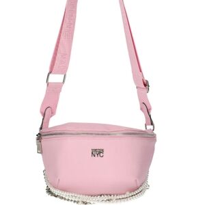 Madden NYC Pink Faux Pearl Chain Belt Bag Crossbody NWT Trendy Mini Bag